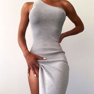 Allure House Basix Grey One Shoulder Maxi